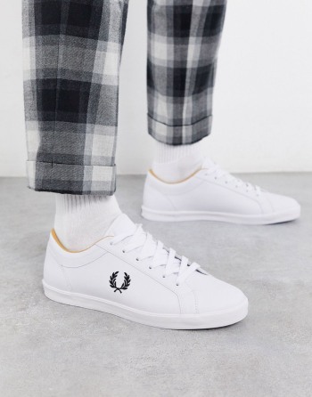 Fred Perry Baseline Leather Bijele - Muške Tenisice | 38241KFVL